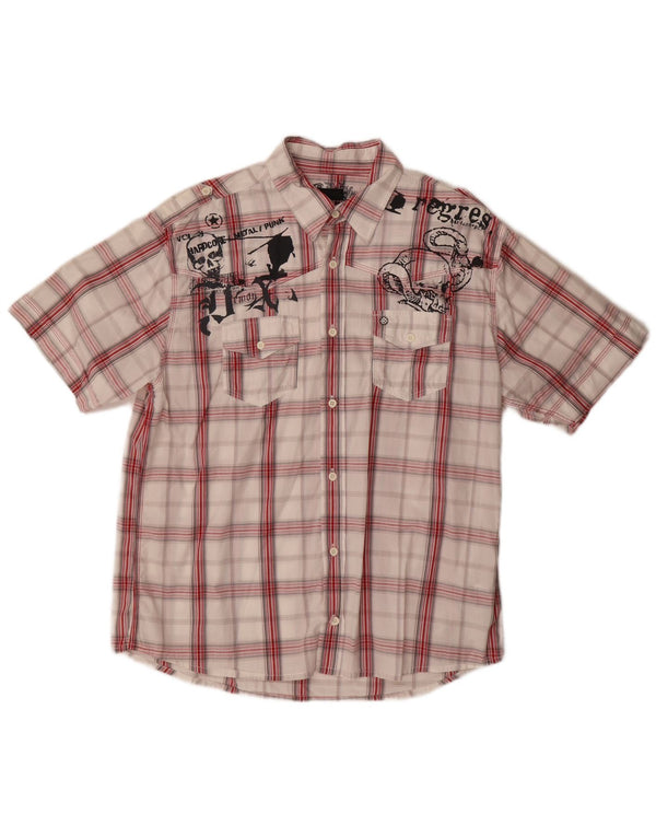 Blend Camisa gráfica de manga corta para hombre XL Algodón a cuadros rojos