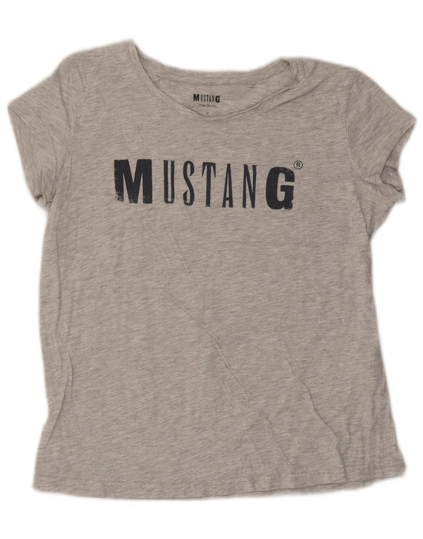 MUSTANG Camiseta gráfica para mujer Top UK 44 Algodón moteado gris medio