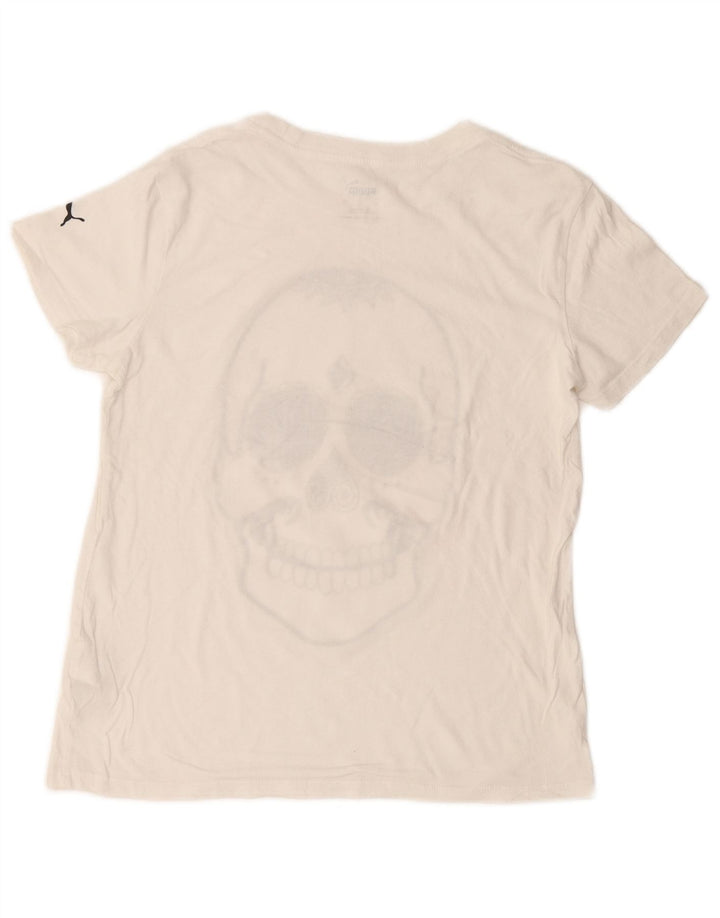 PUMA Camiseta gráfica para hombre Top pequeño de algodón blanco roto