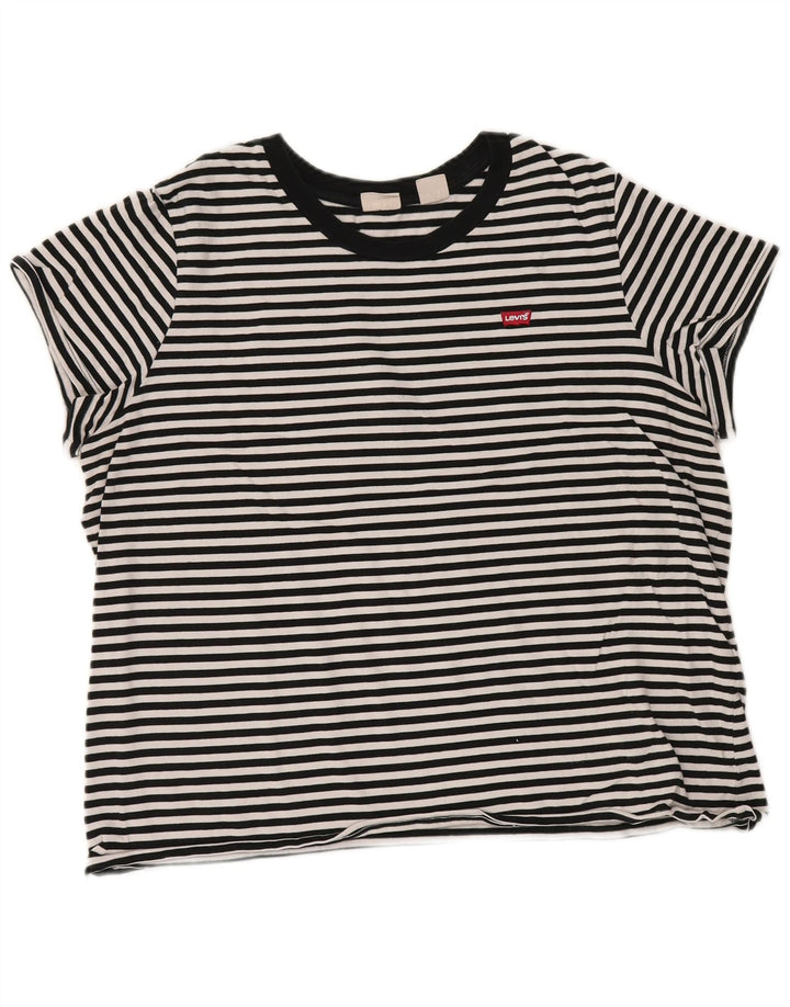 LEVI'S Camiseta para Mujer Top UK 40 XL Algodón a Rayas Negro