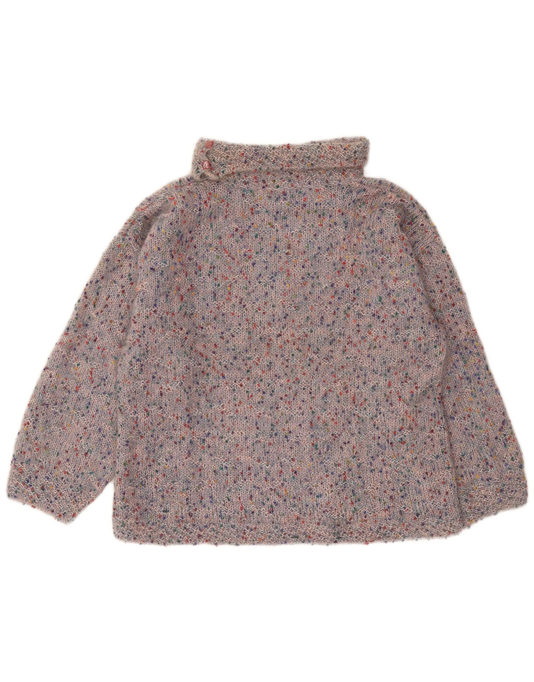 Vintage mujer rollo cuello jersey suéter Reino Unido 16 grande multicolor moteado