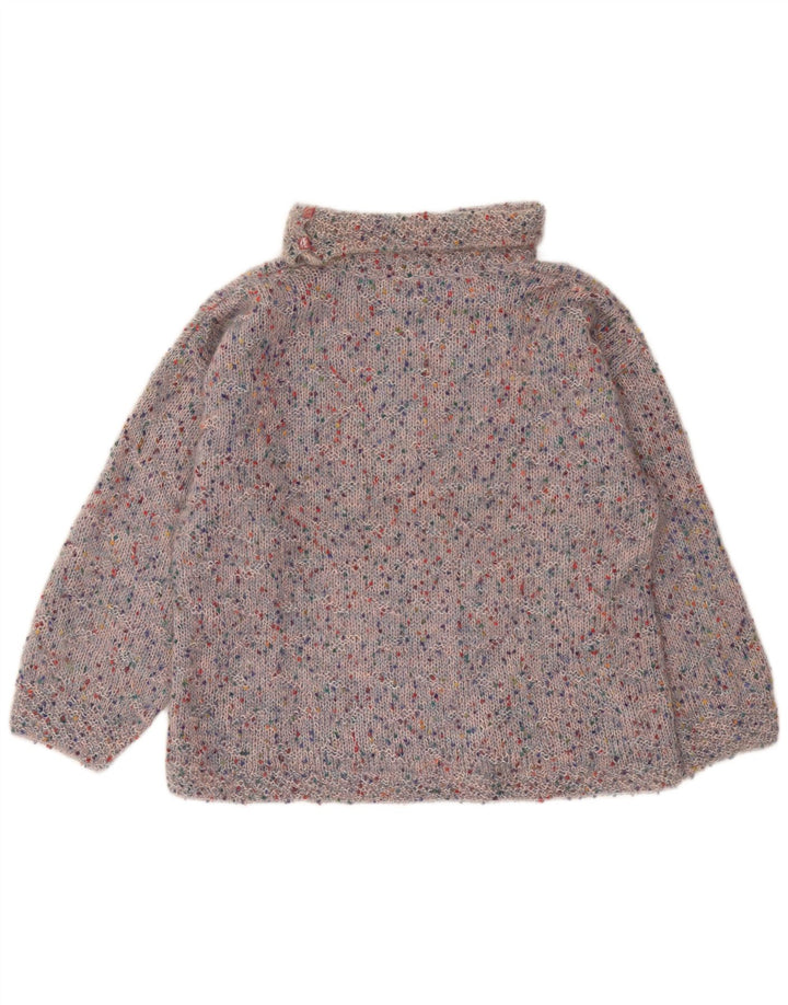 Vintage mujer rollo cuello jersey suéter Reino Unido 16 grande multicolor moteado