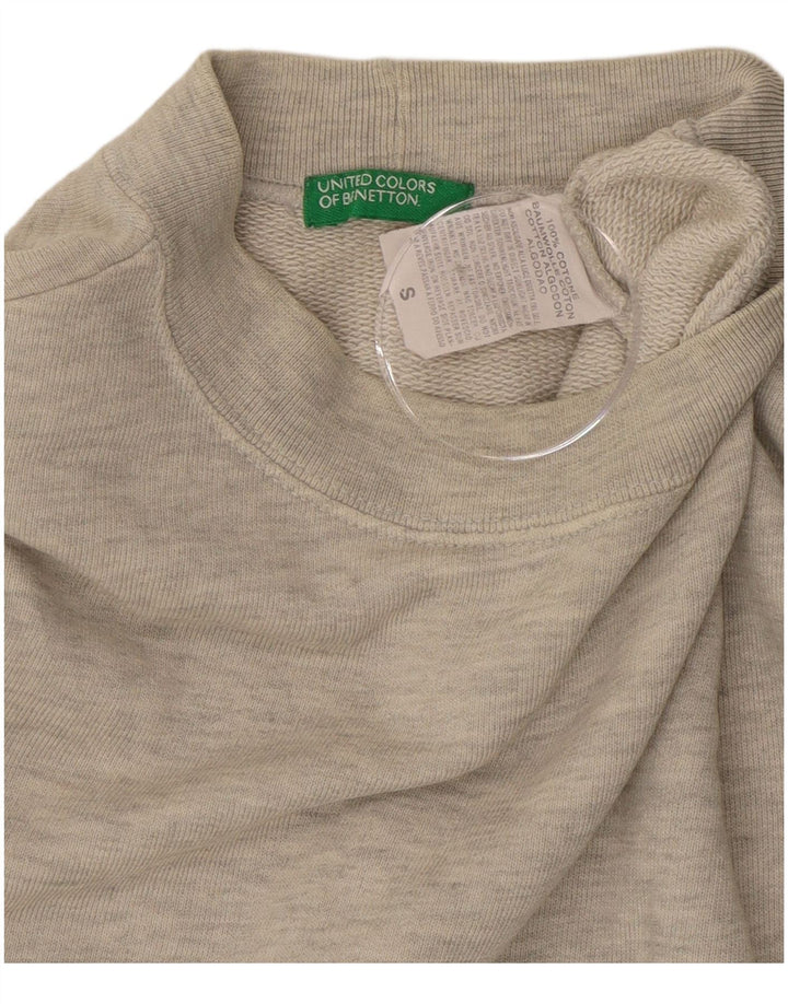 BENETTON Hombre Sudadera Estampada Jersey Small Gris Colorblock Algodón