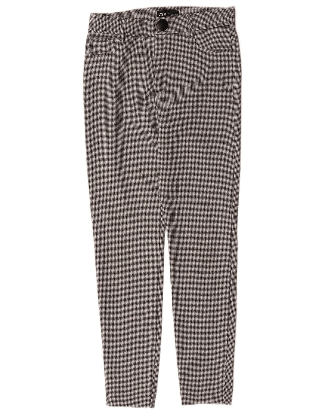 Zara Mujer Pantalones Casuales Slim Medium W28 L27 Black Houndstooth