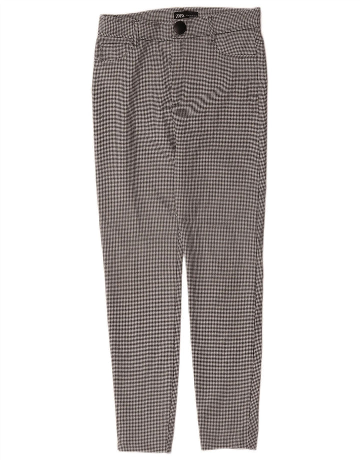 Zara Mujer Pantalones Casuales Slim Medium W28 L27 Black Houndstooth