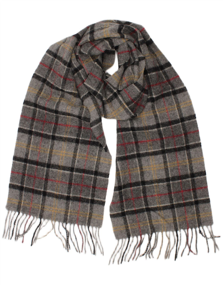 Barbour Bufanda rectangular para hombre talla única gris a cuadros de lana de cordero clásica
