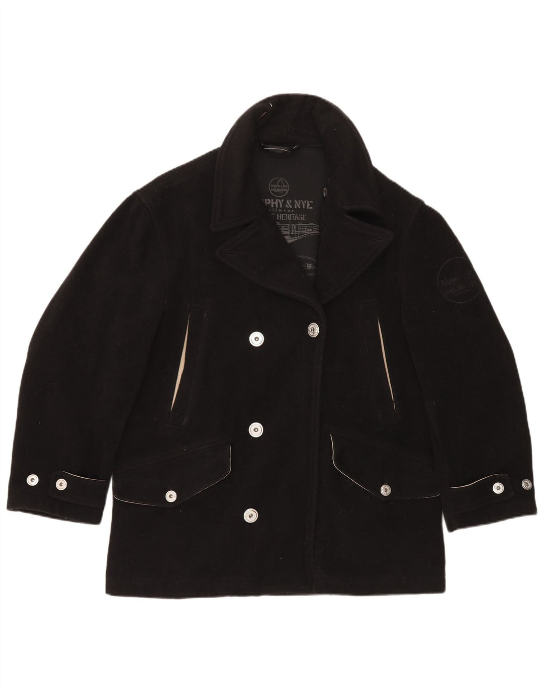 Murphy & Nye Chaquetón extragrande para mujer Reino Unido 44 Lana negra mediana