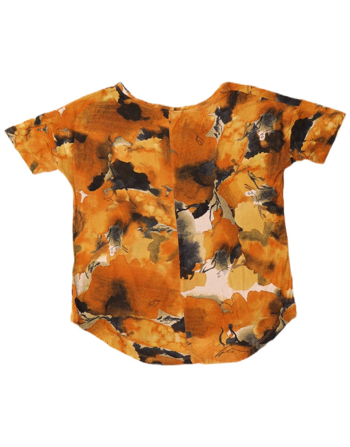 Zara Camiseta con estampado abstracto para mujer Top UK 44 Viscosa floral naranja mediana