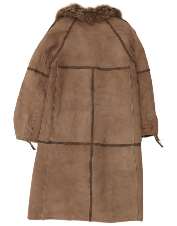 VINTAGE Abrigo de piel de oveja para mujer Reino Unido 14 Beige medio