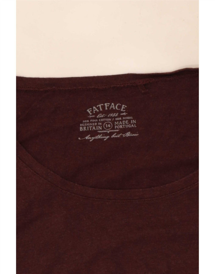 Camiseta para mujer Fat Face manga 3/4 UK 44 Algodón burdeos medio