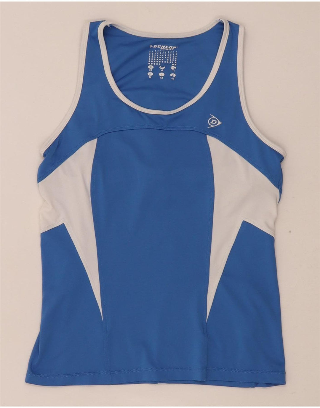 Dunlop Camiseta sin mangas para mujer UK 40 Azul medio Poliéster con bloques de color