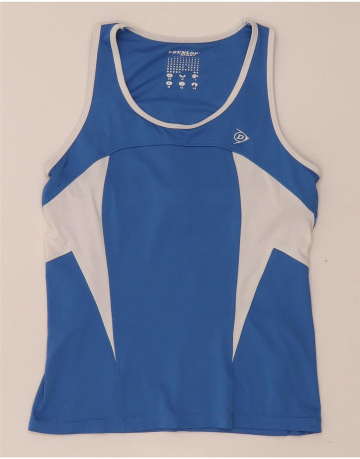 Dunlop Camiseta sin mangas para mujer UK 40 Azul medio Poliéster con bloques de color