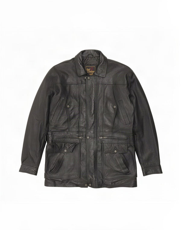 Chaqueta de cuero vintage para hombre Reino Unido 42 XL Negro