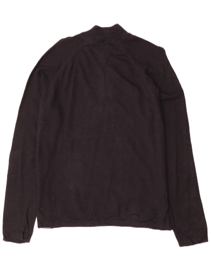 Eddie Bauer Suéter tipo jersey con cuello y cremallera para hombre, tamaño grande, rayón negro