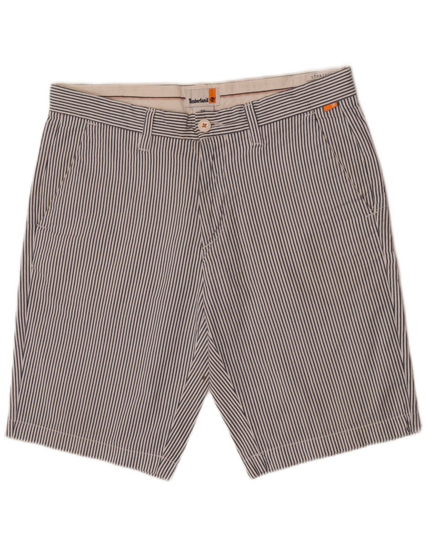 Timberland Pantalones cortos chinos para hombre W31 azul medio a rayas