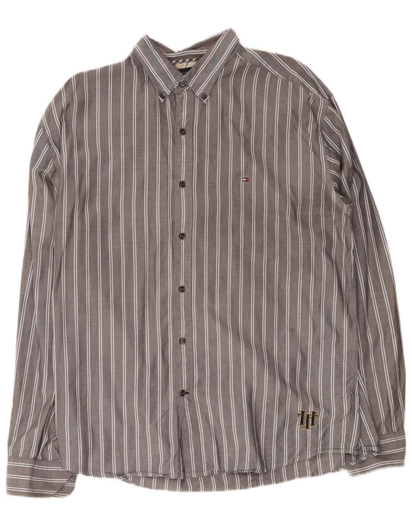 Camisa Tommy Hilfiger Hombre XL Algodón Rayas Grises