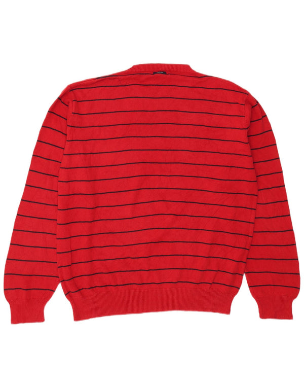 Nautica Jersey de cuello redondo para hombre XL de algodón a rayas rojas