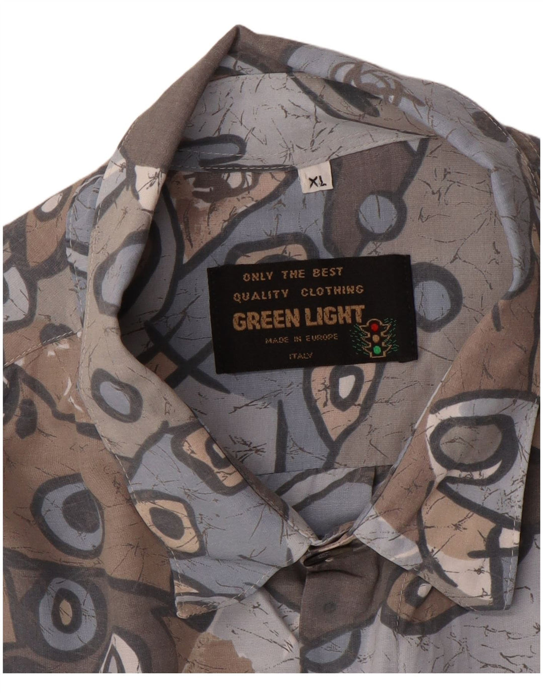 Camisa Vintage Hombre XL Gris Geométrico