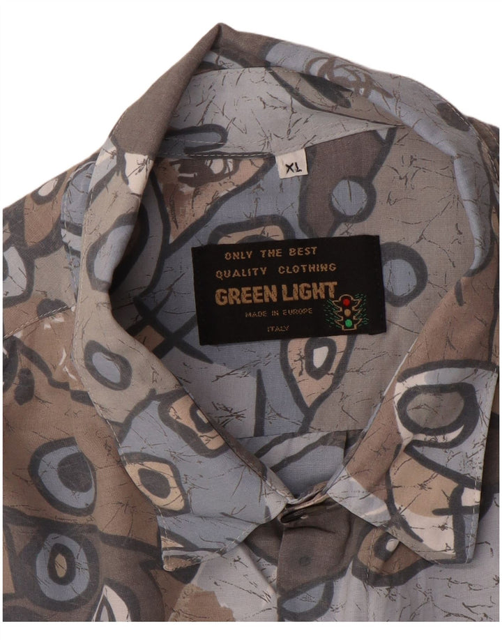 Camisa Vintage Hombre XL Gris Geométrico