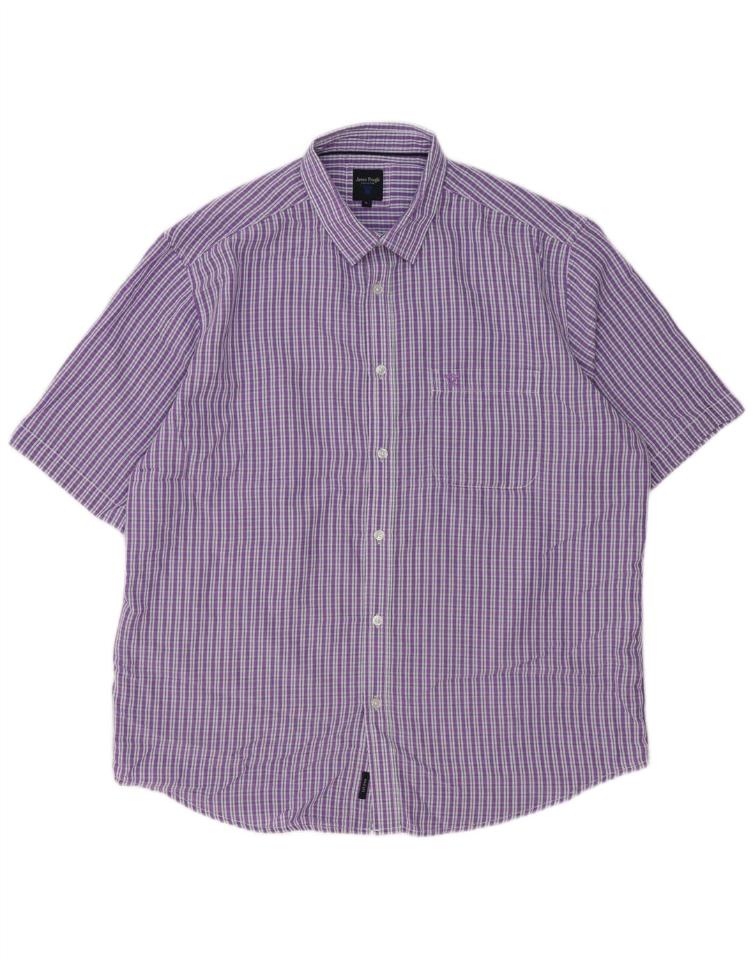 JAMES PRINGLE Camisa de manga corta para hombre Poliéster a cuadros morado grande