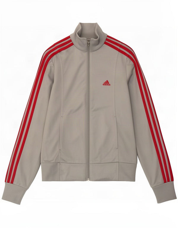 Adidas Womens Tracksuit Top Jacket UK 10 Small Grey Polyester