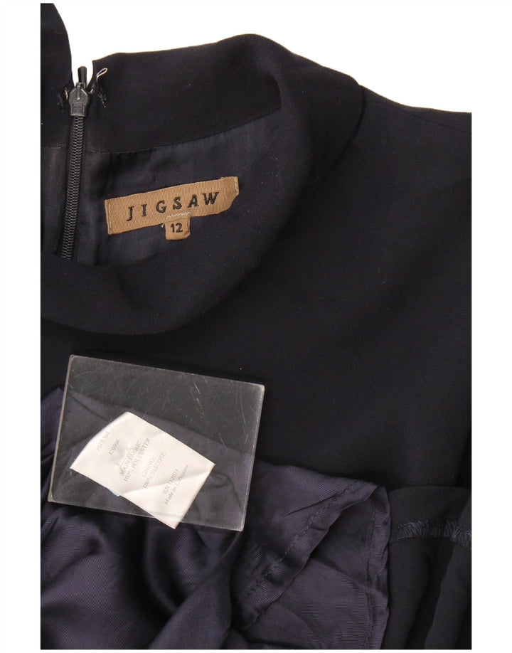 Jigsaw Vestido acampanado de manga 3/4 para mujer UK 40 Mediano Azul marino Poliéster