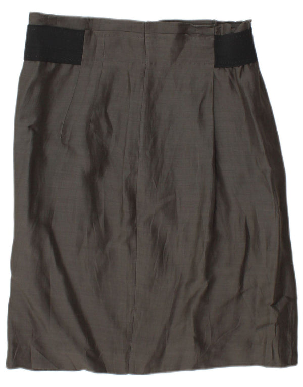 Falda midi vintage para mujer W30 Bloque de color gris medio