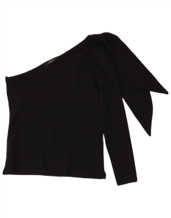 Marks & Spencer Top de un hombro para mujer UK 10 Small Viscosa negra