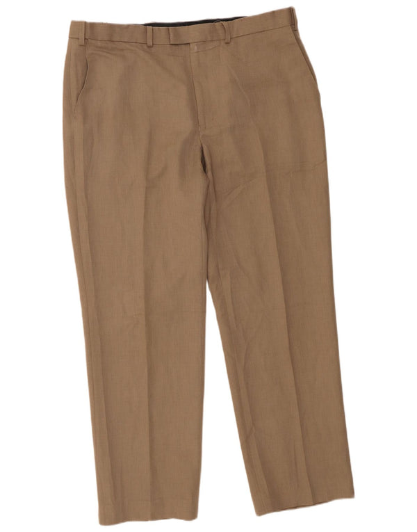 Marks & Spencer Pantalón de traje recto para hombre W38 L31 Poliéster beige