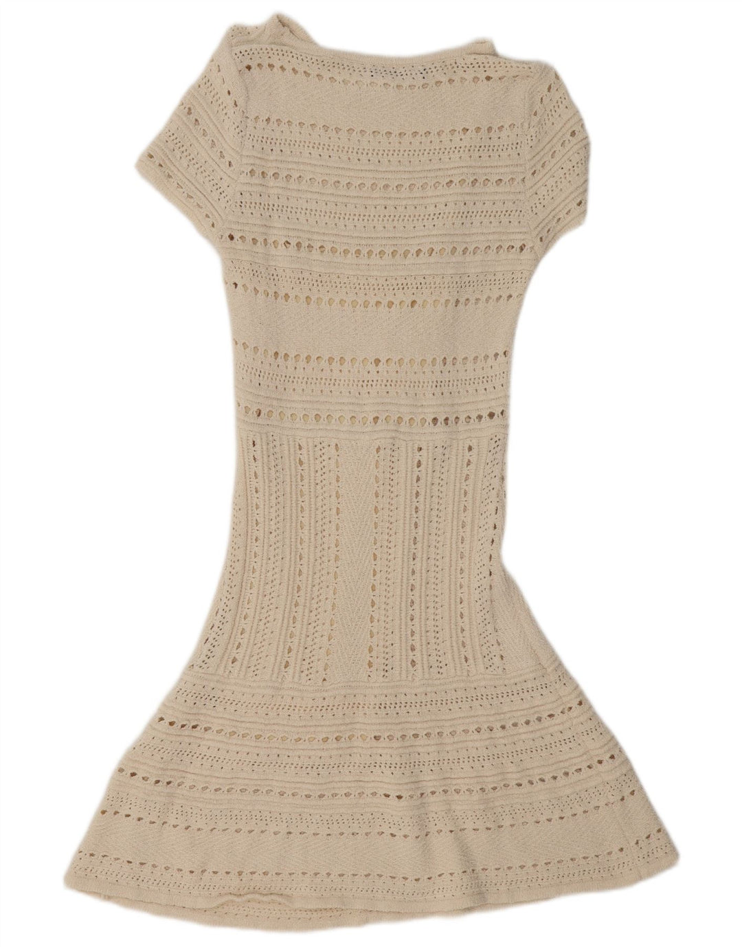 Zara Vestido tipo jersey transparente de manga corta para mujer UK 40 Medium Off White