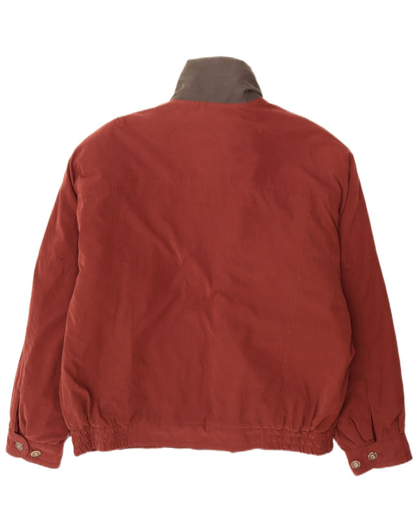 Vintage Mens Bomber Chaqueta Reino Unido 46 3XL Borgoña Colorblock Poliéster