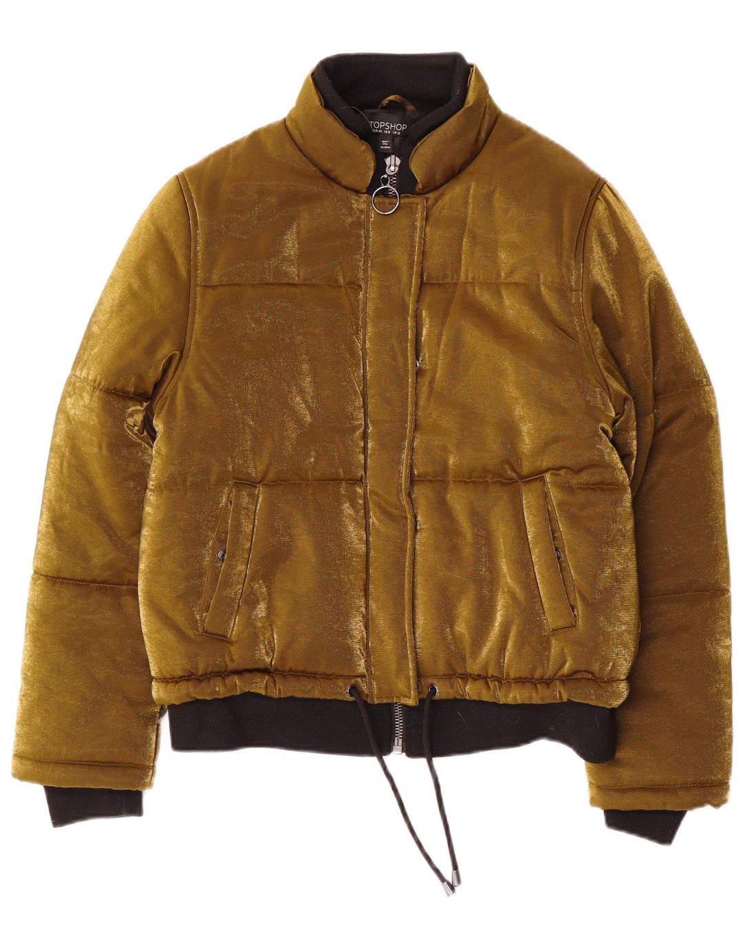 Topshop Chaqueta bomber de terciopelo para mujer UK 12 Poliéster dorado mediano