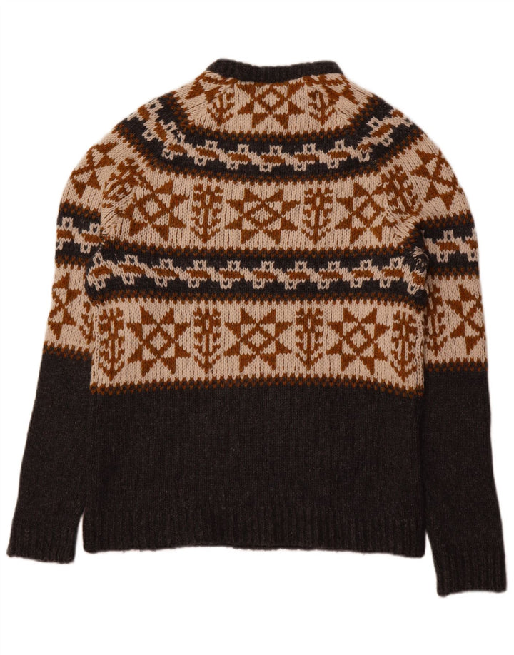 Zara Hombre Jersey Con Cuello Redondo Jersey Acrílico Fair Isle Gris Medio
