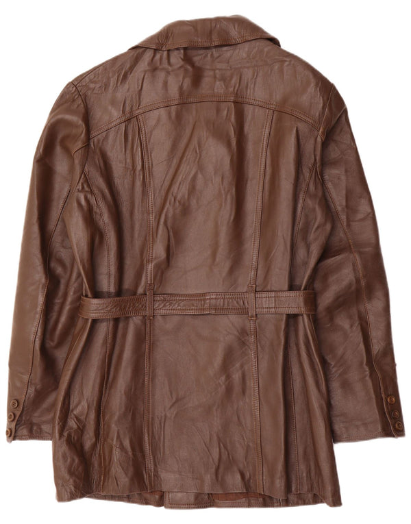 Vintage hombres doble pecho chaqueta de cuero IT 52 XL cuero marrón