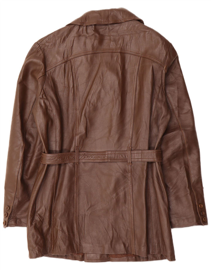 Vintage hombres doble pecho chaqueta de cuero IT 52 XL cuero marrón