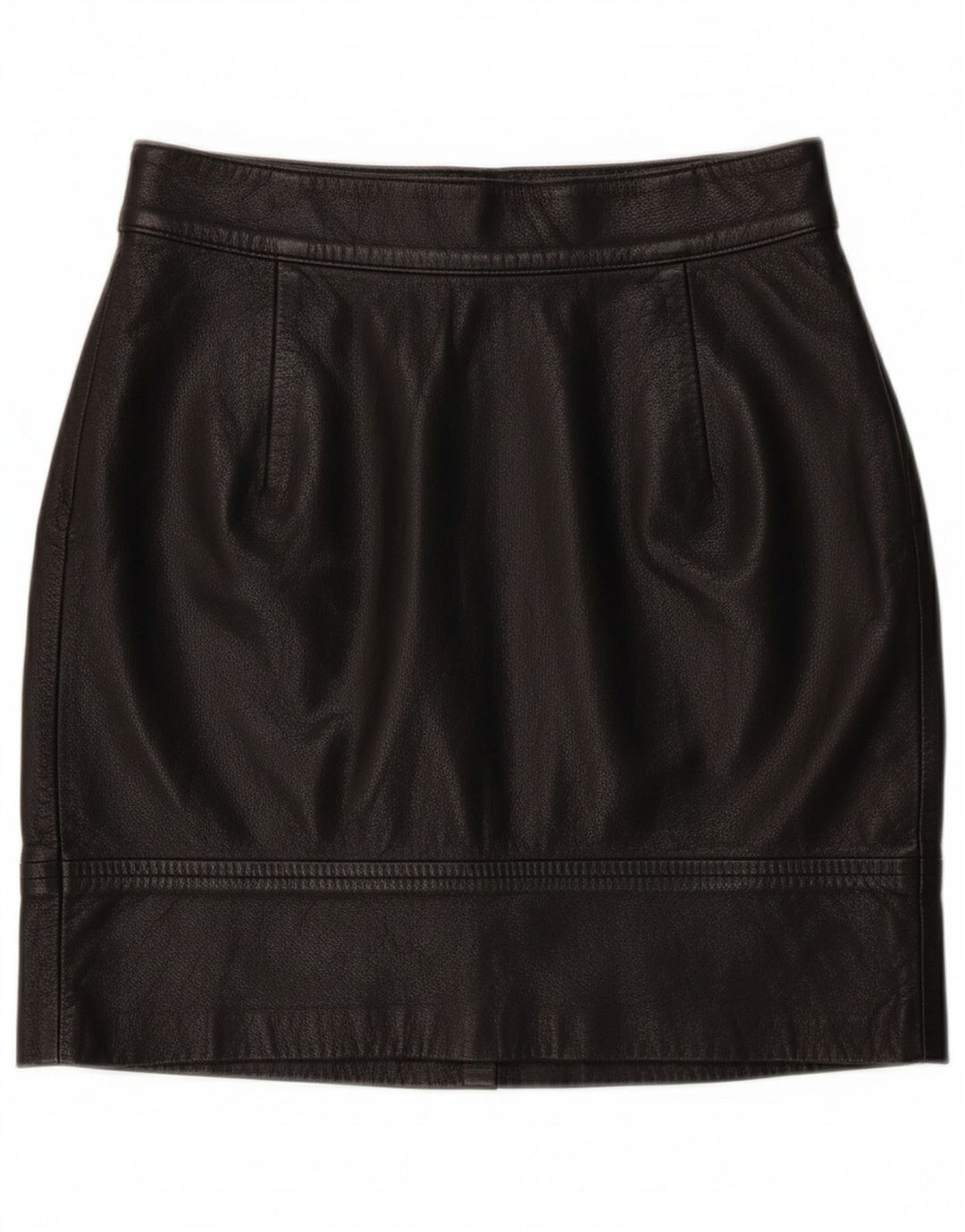 VINTAGE Womens Leather Skirt W26 Small Black Leather