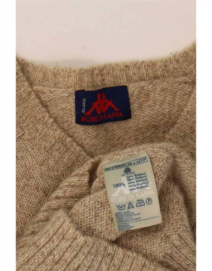 Kappa Hombre Jersey Con Cuello En V Jersey De Lana Moteada Beige Grande