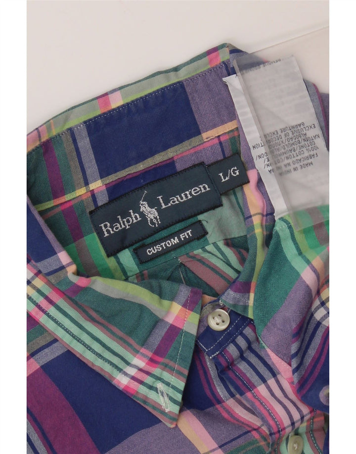 Ralph Lauren Camisa personalizada para hombre de algodón a cuadros multicolores grandes
