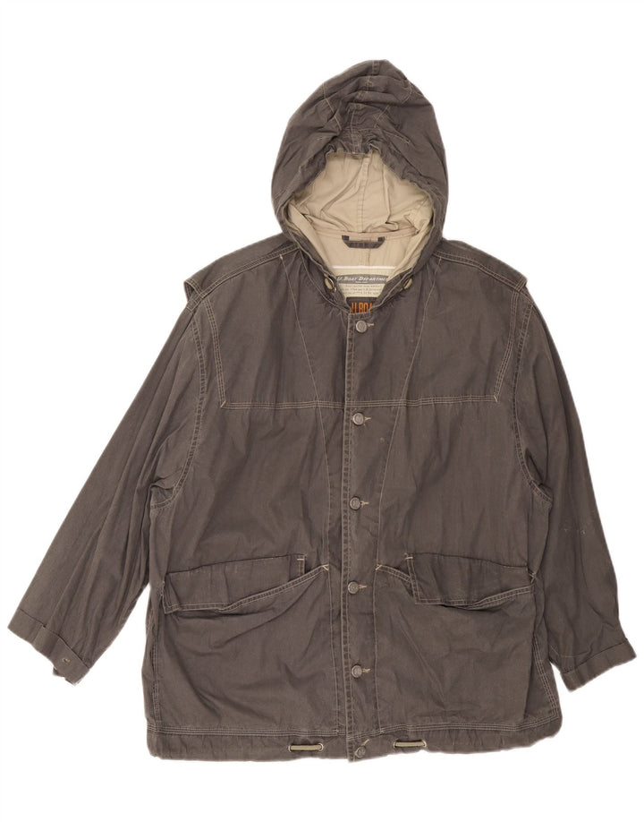 Vintage hombres con capucha chaqueta cortavientos Reino Unido 38 gris medio