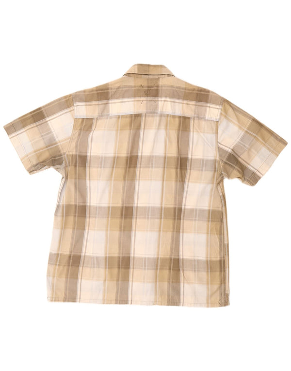 Camisa de manga corta para hombre Fat Face Large Beige Check Cotton