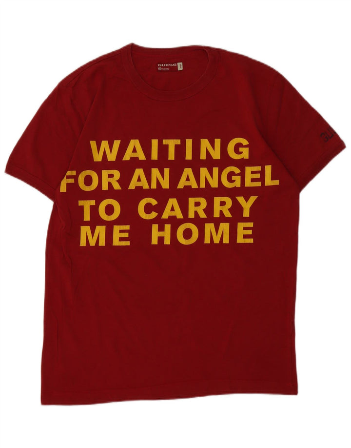 Guess Camiseta gráfica para hombre Top grande de algodón rojo