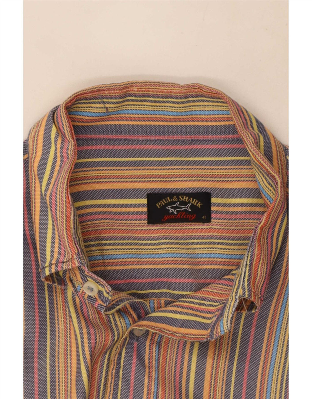 Camisa de franela para hombre Paul & Shark Talla 41 Algodón a rayas multicolor grande