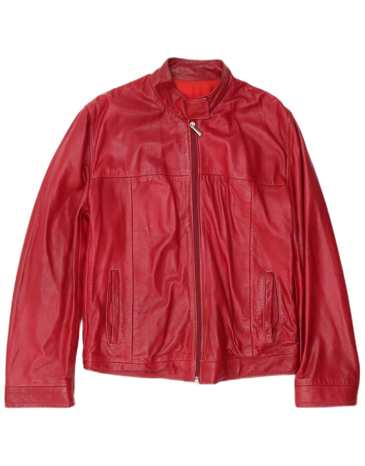 Vintage mujer cuero bomber chaqueta IT 46 rojo grande