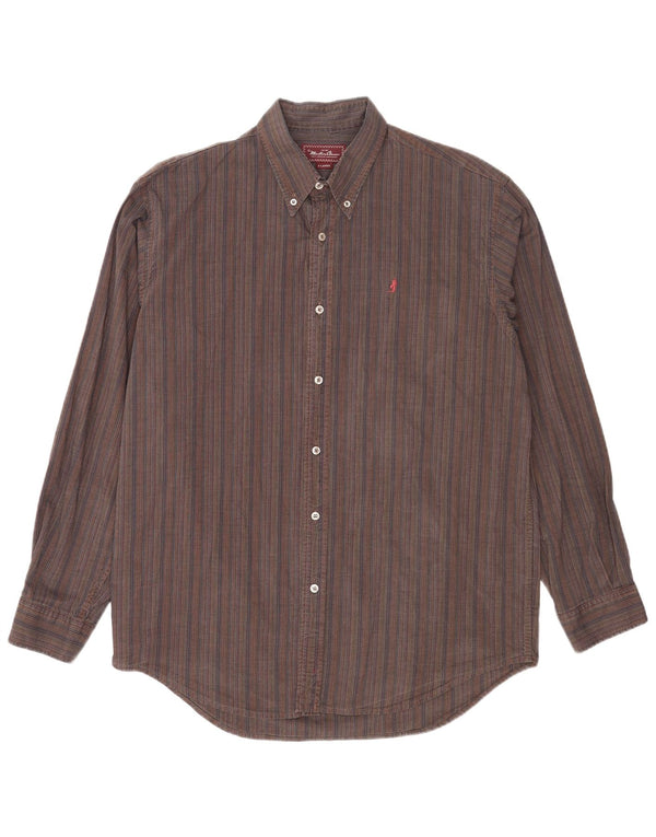 Marlboro Classics Mens Shirt XL Brown Striped Cotton