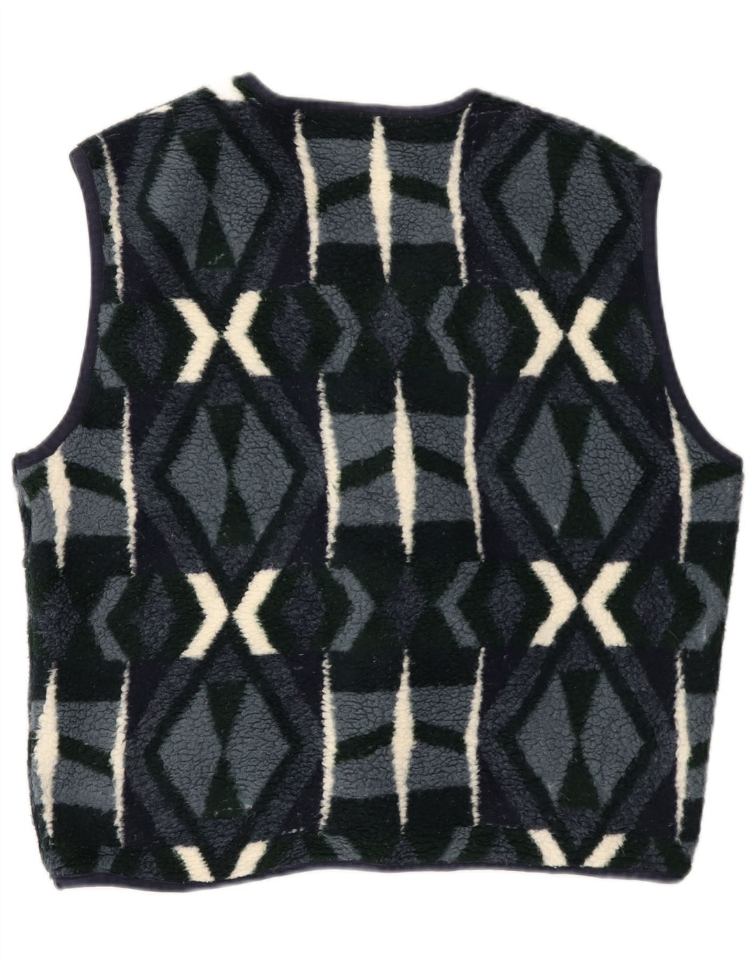 Campagnolo Chaleco polar para hombre UK 38 Medium Azul marino Poliéster geométrico