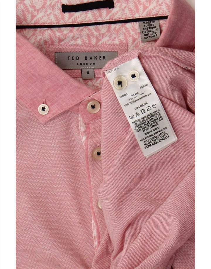 Ted Baker Polo para hombre talla 4 grande algodón Chevron rosa