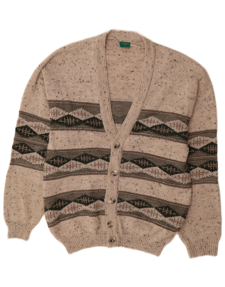 C&A Hombre Canda Cardigan Suéter Medio Beige Geométrico Acrílico