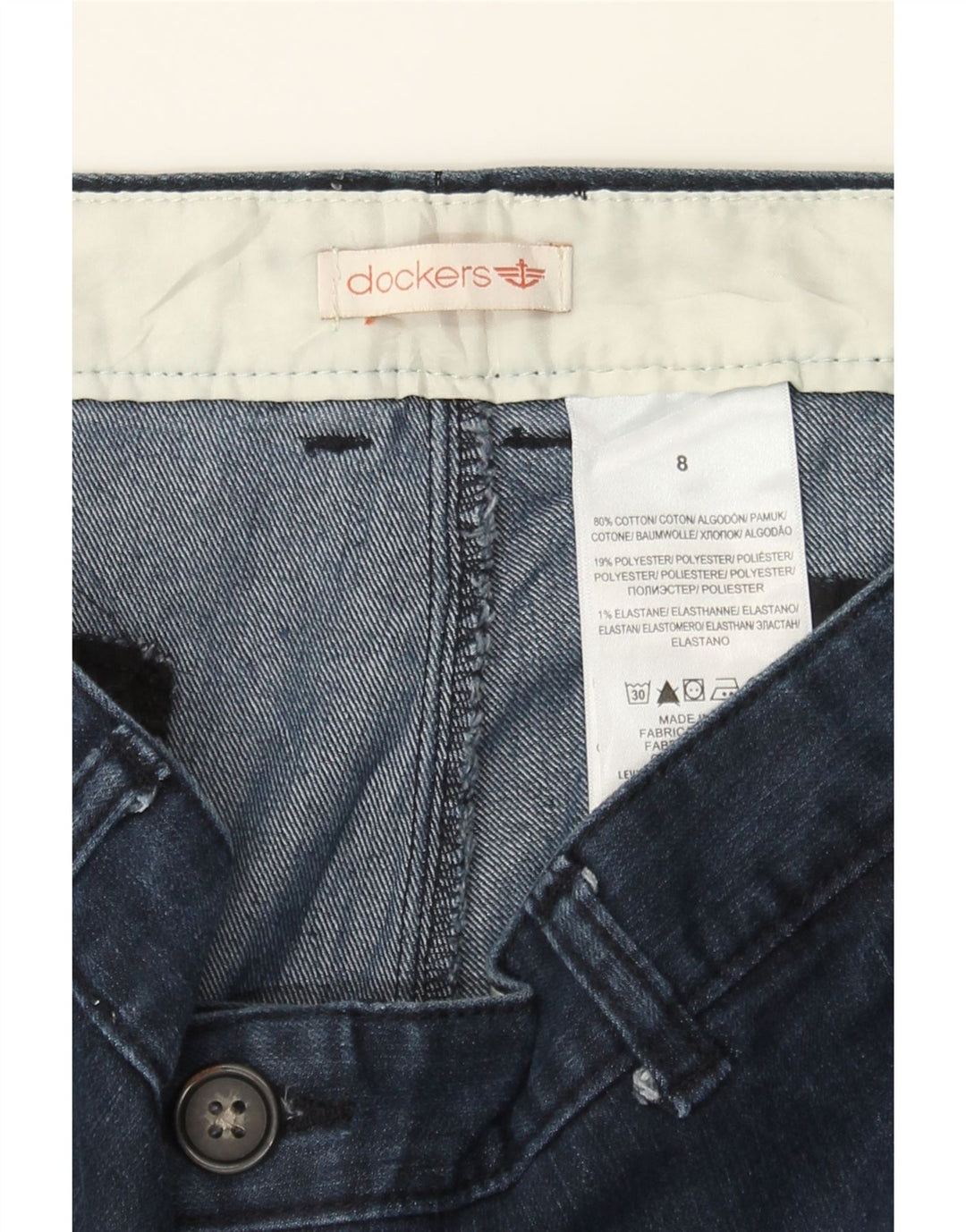 DOCKERS Womens Denim Shorts US 8 Medium W30 Navy Blue Cotton Vintage Dockers and Second-Hand Dockers from Messina Hembry 
