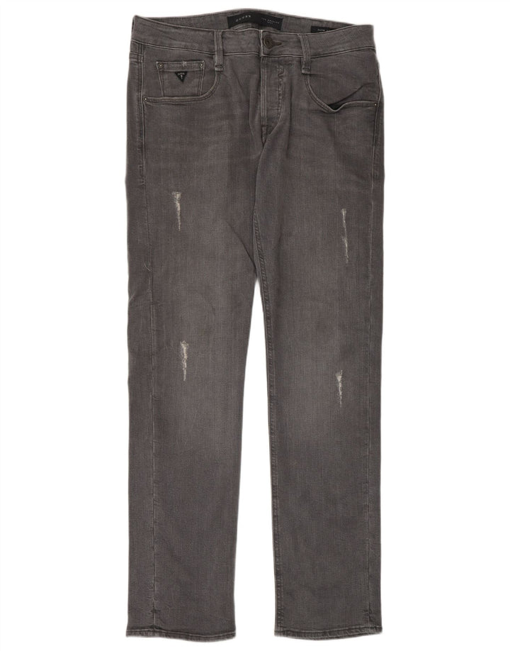 Guess Vaqueros ajustados desgastados para hombre W31 L33 Algodón gris
