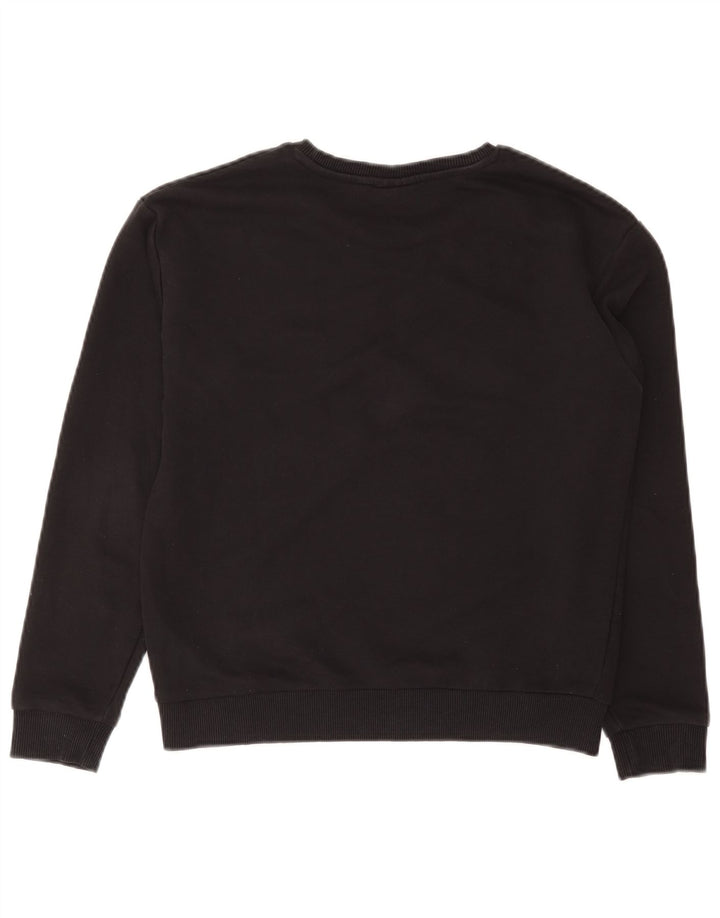 Fila Mujer Sudadera Jumper Reino Unido 10 Pequeño Algodón Negro